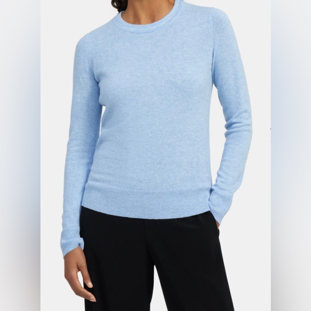 Theory Light Blue Cashmere Crewneck Sweater